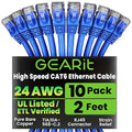 GEARit Cat 6 Ethernet Patch Cable 2 ft Blue by GEARit