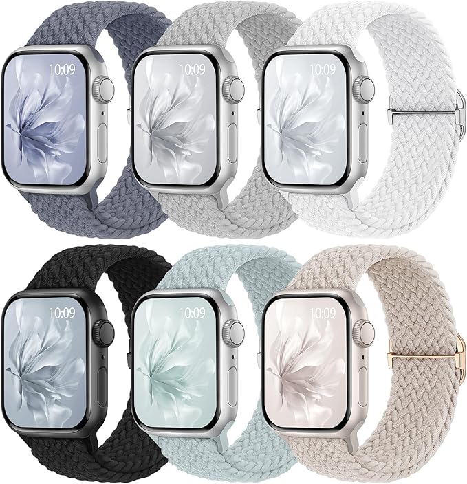 6 Pack Braided Stretchy Bands Compatible by KnossenWatchBand
