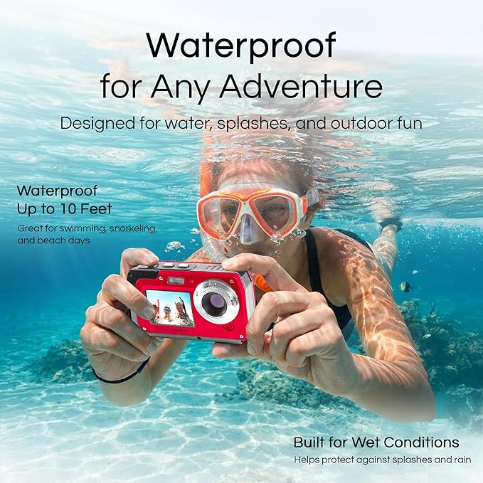 Minolta MN40WP 48MP Waterproof Digital Camera – Dual LCD Screens, 2.7K QHD Video - Image 4