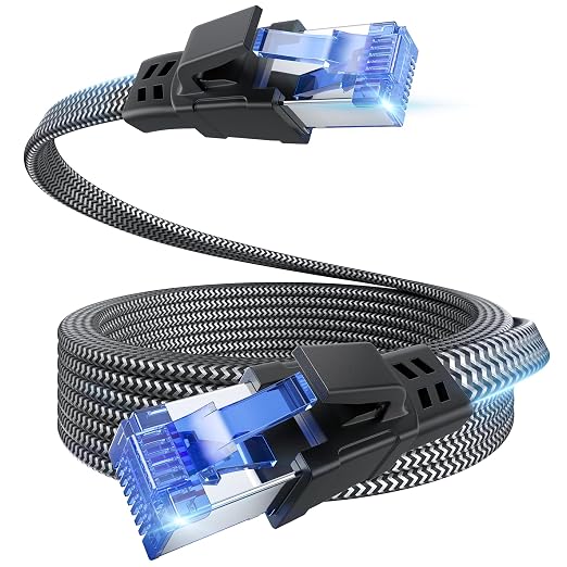 EWIND Anti-Tear Nylon for Cat 8 Ethernet Cable, 10FT Heavy Duty High Speed by EWIND
