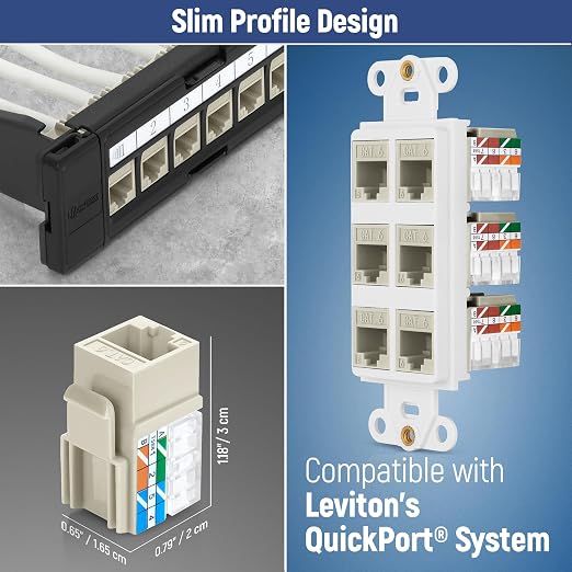 Everest 90° Angled RJ45 Cat6 Keystone Jacks 20-Pack in Ivory - Image 6