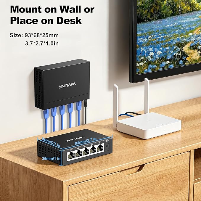 WAVLINK 5-Port Gigabit Ethernet Unmanaged Switch, Home Network Hub, Office - Image 4