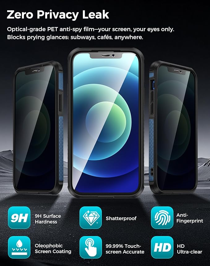 Goton for iPhone 12 Case with Privacy Tempered Glass Screen Protector & Camera - Image 5