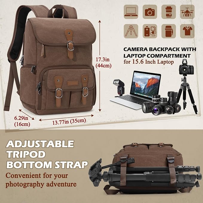 RAINSMORE Camera Bag Backpack for DSLR/SLR Mirrorless 15.6 Inch Laptop Camera - Image 6