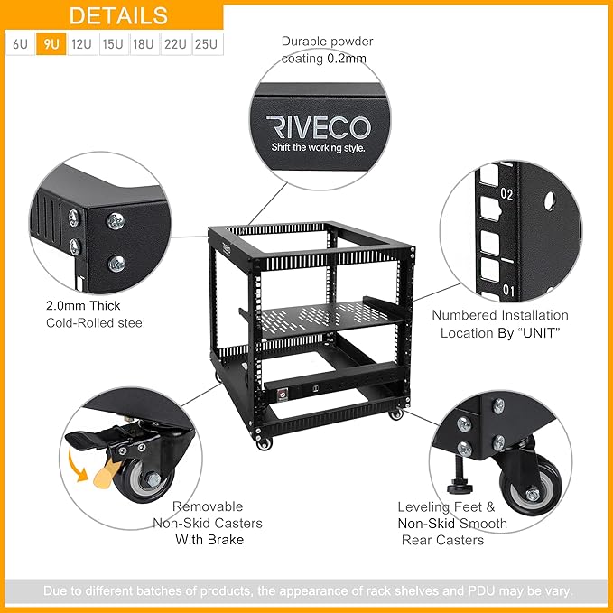 RIVECO 9U Open Frame Server Rack - Image 4