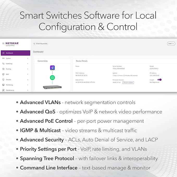 NETGEAR 28-Port Gigabit Ethernet Smart Switch- Managed, - Image 3