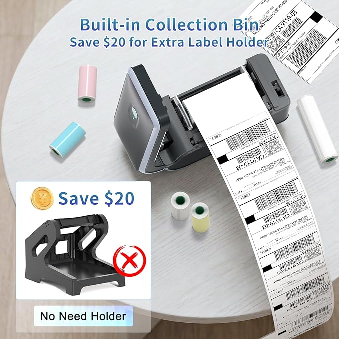 JADENS Battery Powered Thermal Printer, Cordless 4x6 Shipping Label Printer - Image 5