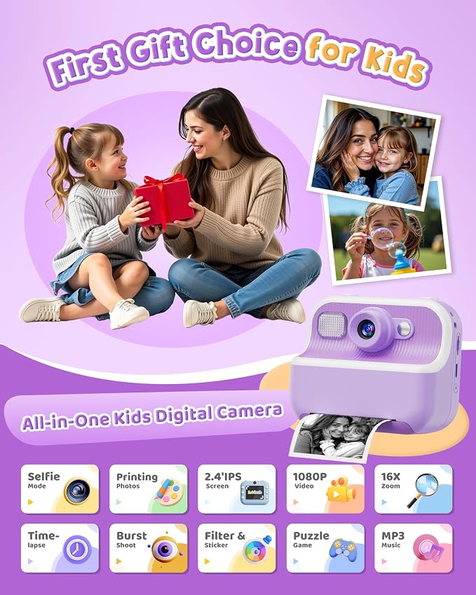 Instant Camera, Front Rear Dual Selfie Kids Camera - Image 2
