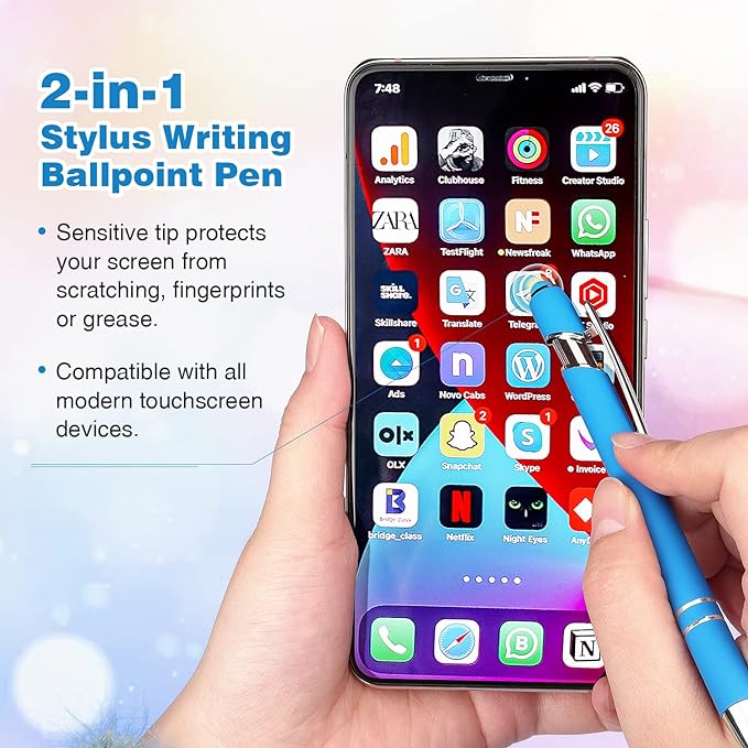 8 Pack Ballpoint Pen 2-in-1 Stylus Retractable Ballpoint Pen - Image 5