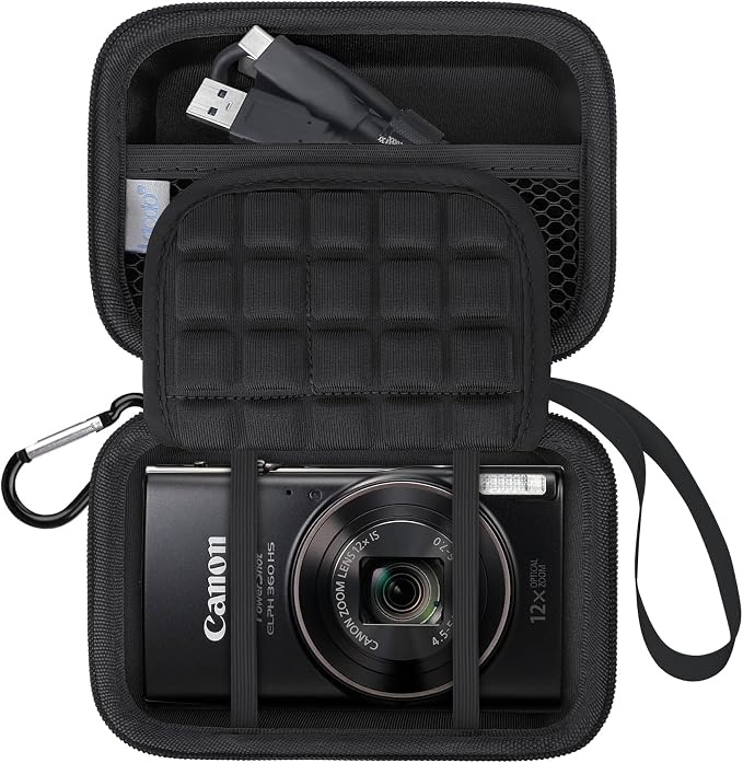 Lacdo Camera Carrying Case for Canon PowerShot ELPH 360/200/185/180/190/350 by Lacdo