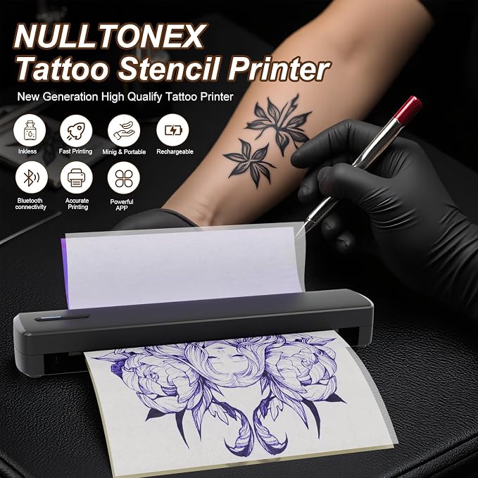 Tattoo Stencil Printer, Portable Wireless Bluetooth Thermal Transfer Machine - Image 2