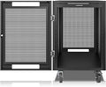 Sound Town 16U Universal Steel Rack, w/Mesh Doors, Locking Casters, Vented Side by SOUNDTOWN
