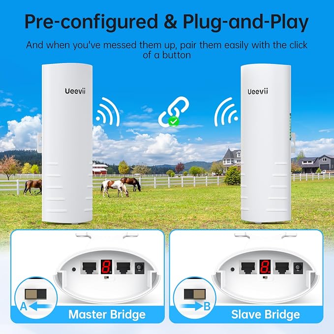 Wireless Bridge Outdoor with 2 Bracket: UeeVii CPE452 Point to Point 5.8G Long - Image 3