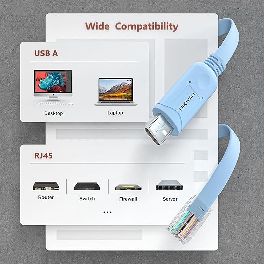 USB Cisco Console Cable, USB to RJ45 Console Cable Compatible - Image 4