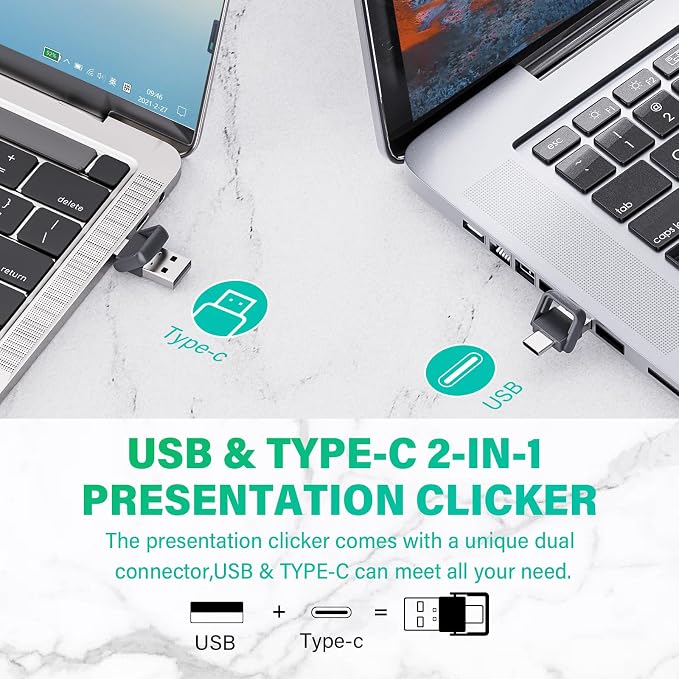 2 in 1 USB Type C Presentation Clicker, Rechargeable Presentation Clicker - Image 4