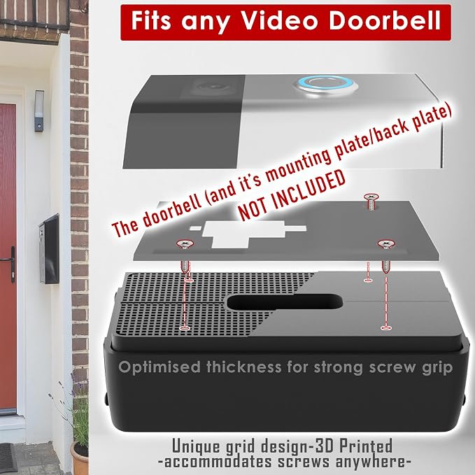 No Drill Adjustable 25 to 55 Degree Doorbell Angle Mount - Image 5