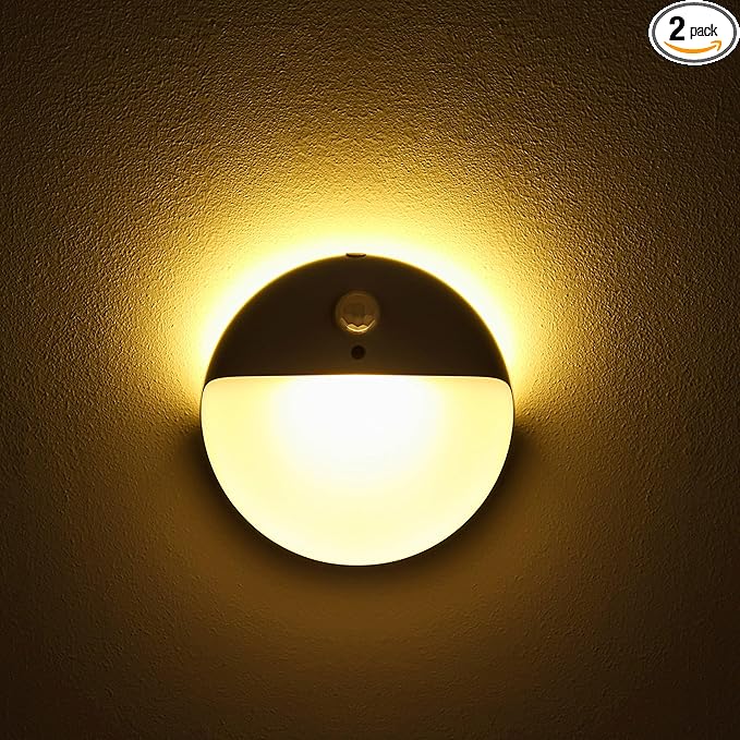 YUNLEX 2 Pack Motion Sensor Night Light, 3 Lighting Modes, Stepless Dimming by YUNLEX