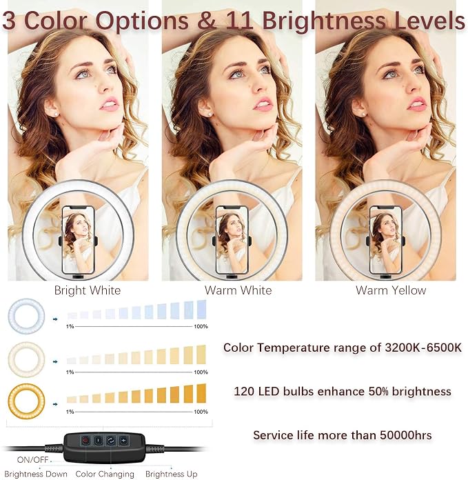 Ring Light OEBLD Dimmable with 3 Light Modes & 10 Brightness Level 360° Rotae - Image 2