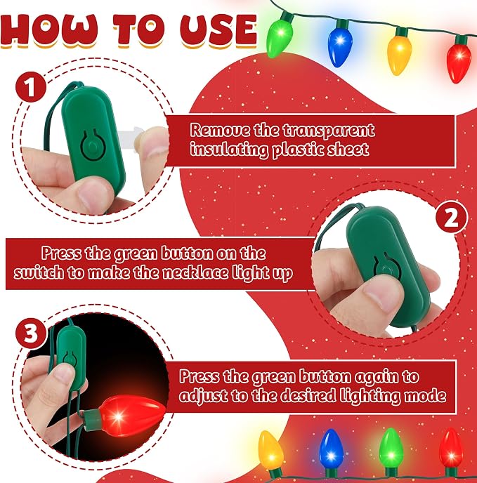 QZYL 16 Pcs Christmas Light Up Necklace, Colorful Christmas Necklaces Bulk - Image 4