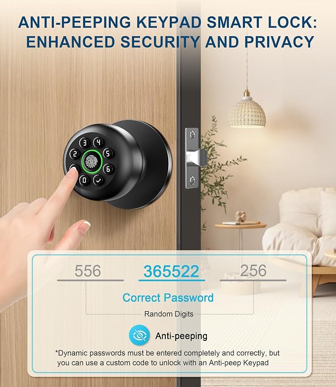 Fingerprint Door Lock, Smart Fingerprint Door Knob - Image 3