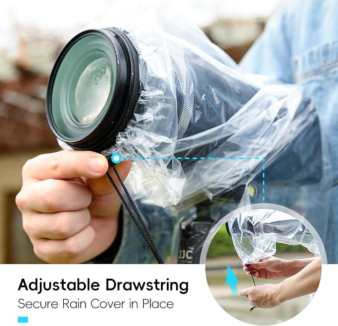 JJC DSLR Camera Rain Cover, Rain Coat Sleeve Protector - Image 4