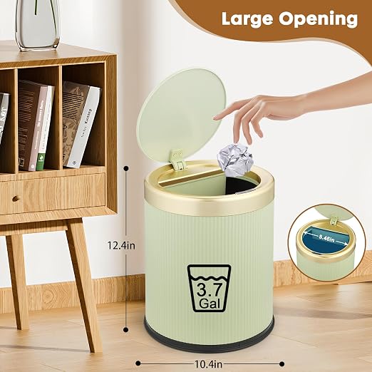 Motion Sensor Bathroom Trash Can Touchless, 3.7 Gallon Modern Automatic Garbage - Image 3