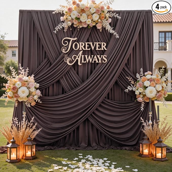 20ft x 12ft Brown Backdrop Curtains by CO-AVE