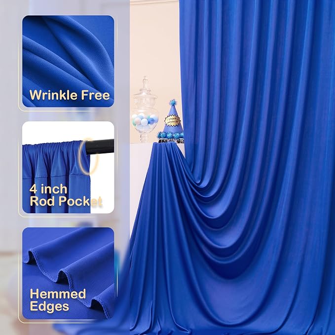12ft x 10ft Royal Blue Backdrop Curtains - Image 2