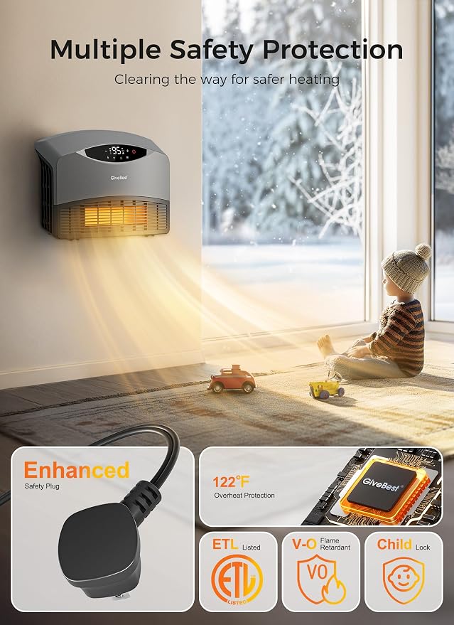 GiveBest Smart Wall Heater for Indoor Use, 1500W Electric Space Heater - Image 5