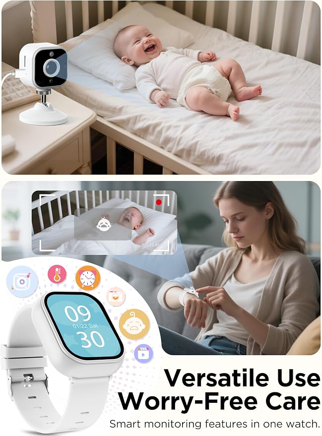 NUOTUN Baby Monitor with Camera and Audio Watch, Wearable Portable 2'' HD Baby - Image 2