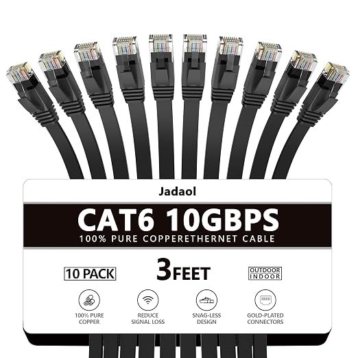 Jadaol Cat 6 Ethernet Cable 3ft 10-Pack, 10Gbps Support Cat8 Cat7 Network by Jadaol
