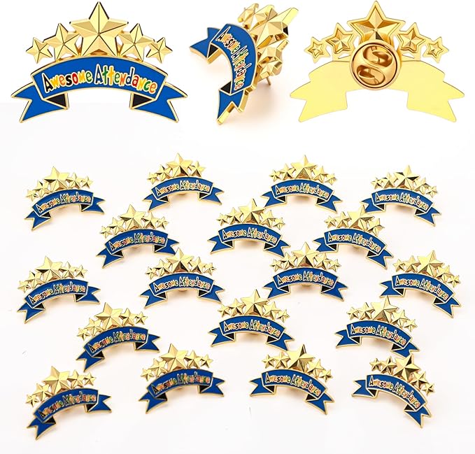 Huquary 100 Pcs Perfect Awesome Attendance Awards Awesome Attendance Star Lapel by Huquary