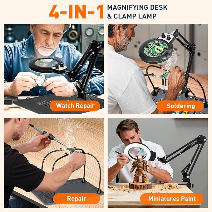 Silicone Mat Helping Hands Soldering Station, 30X/10X Magnifying Glass - Image 8