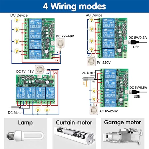 DieseRC 4 Channels WiFi Smart Switch, DC 5V 12V 24V 36V Passive Output Relay - Image 7