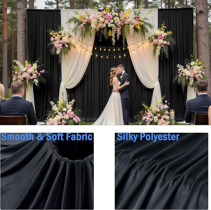 50ftx12ft Wrinkle Free Black Backdrop Curtains - Image 4