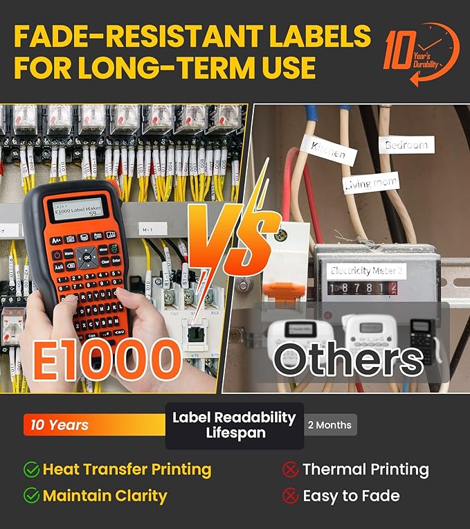 E1000 Heat Shrink Label Maker, Wire Label Maker Waterproof-Labels, Labeler - Image 6