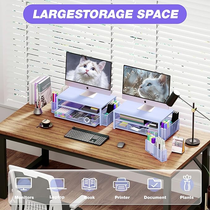 OPNICE Desk Organizers and Accessories, 2-Tier Computer Monitor Stand Riser - Image 4