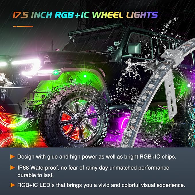 Nilight 4PCS 17.5inch Wheel Ring Lights Deram Color - Image 6