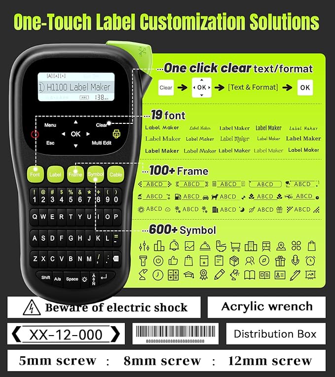 Label Maker Machine with 4 Tapes, Wire Label Maker Waterproof-Labels, Laminated - Image 6