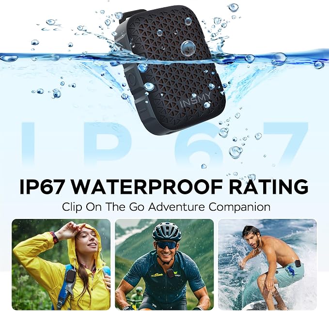 INSMY Wearable Bluetooth Speakers, IP67 Waterproof, Clip-On Portable Small - Image 2