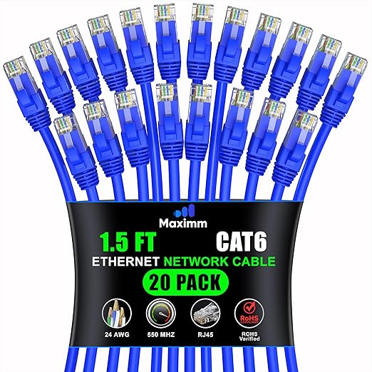 Maximm Cat 6 Ethernet Cable 1.5 ft by MaximmCable
