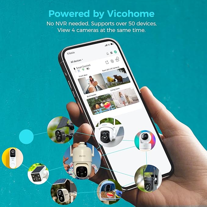Vicohome 2CQ4 2K AI Solar Security Camera Wireless Outdoor, Battery Powered Cam - Image 2
