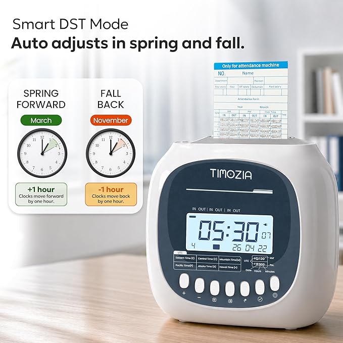 Time Clock for Employees Small Business, 6 U.S. Time Zones, Automatic Daylight - Image 5