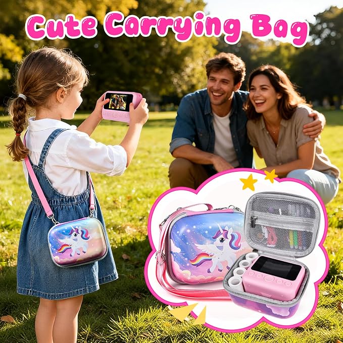 Kids Instant Print Camera with Carrying Bag, 1080P HD Girl Camera with 4 Print - Image 2