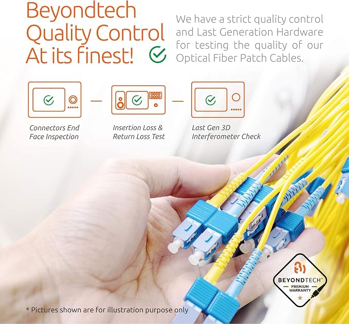 BEYONDTECH 1m SC to SC Fiber Patch Cable – UPC Single-Mode Duplex Fiber Optic - Image 6