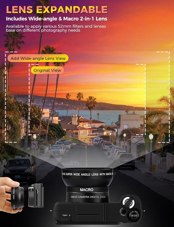 Digital Camera with Creator Accessory Kit 4K Photography Cameras 48MP Remote - Image 4