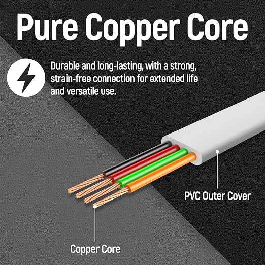 Uvital 25 Feet Phone Line Cord, RJ11 Phone Cable, Landline Telephone Wire - Image 3