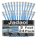 Jadaol UL Listed Patch Cables Cat 6a / Cat 6 2 ft 24-Pack, 10Gbps 550MHz Slim by Jadaol