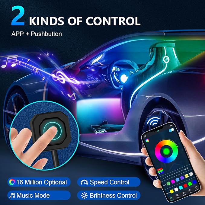 Dreamcolor Acrylic Interior Lights, 10 in 1 LED Strip Lights - Image 3