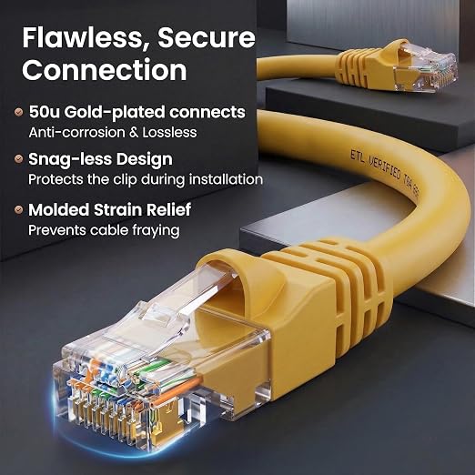 GEARit Cat 6 Ethernet Patch Cable 3 ft Yellow Cat6 Patch Cables 3ft - Image 4